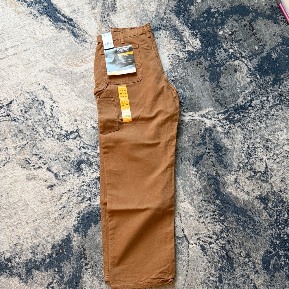 Carhartt Men’s Tan Washed Duck Work Pants 36x34 - Picture 3 of 9